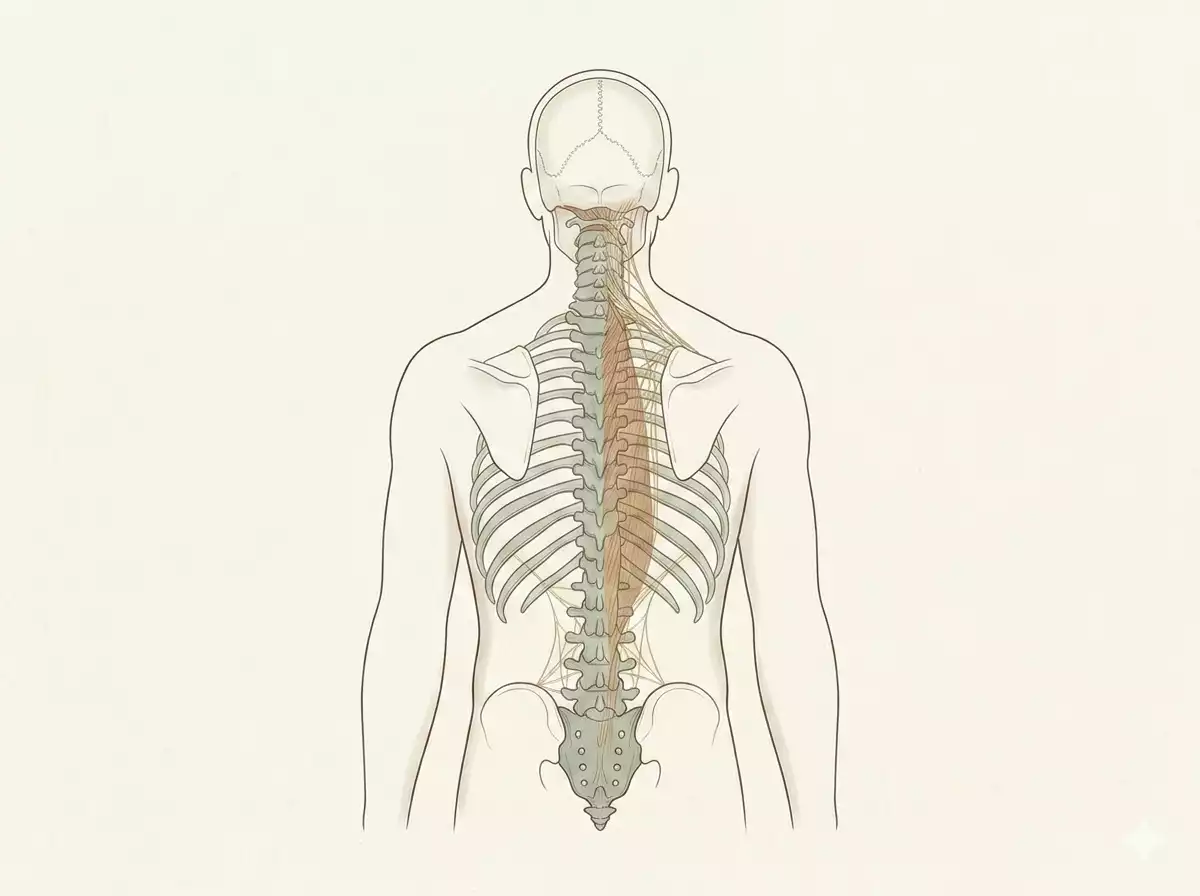 Représentation anatomique du dos et des chaînes posturales — accompagnement du mal de dos à Dijon par la méthode Poyet